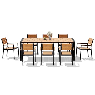 Alt View 8. Crestlive Products - Crestlive Products 9/11pc Water Proof Patio Dining Set Aluminum Frame Rectangle Table Stackable Stationary Arm Chairs - Brown-9PC.