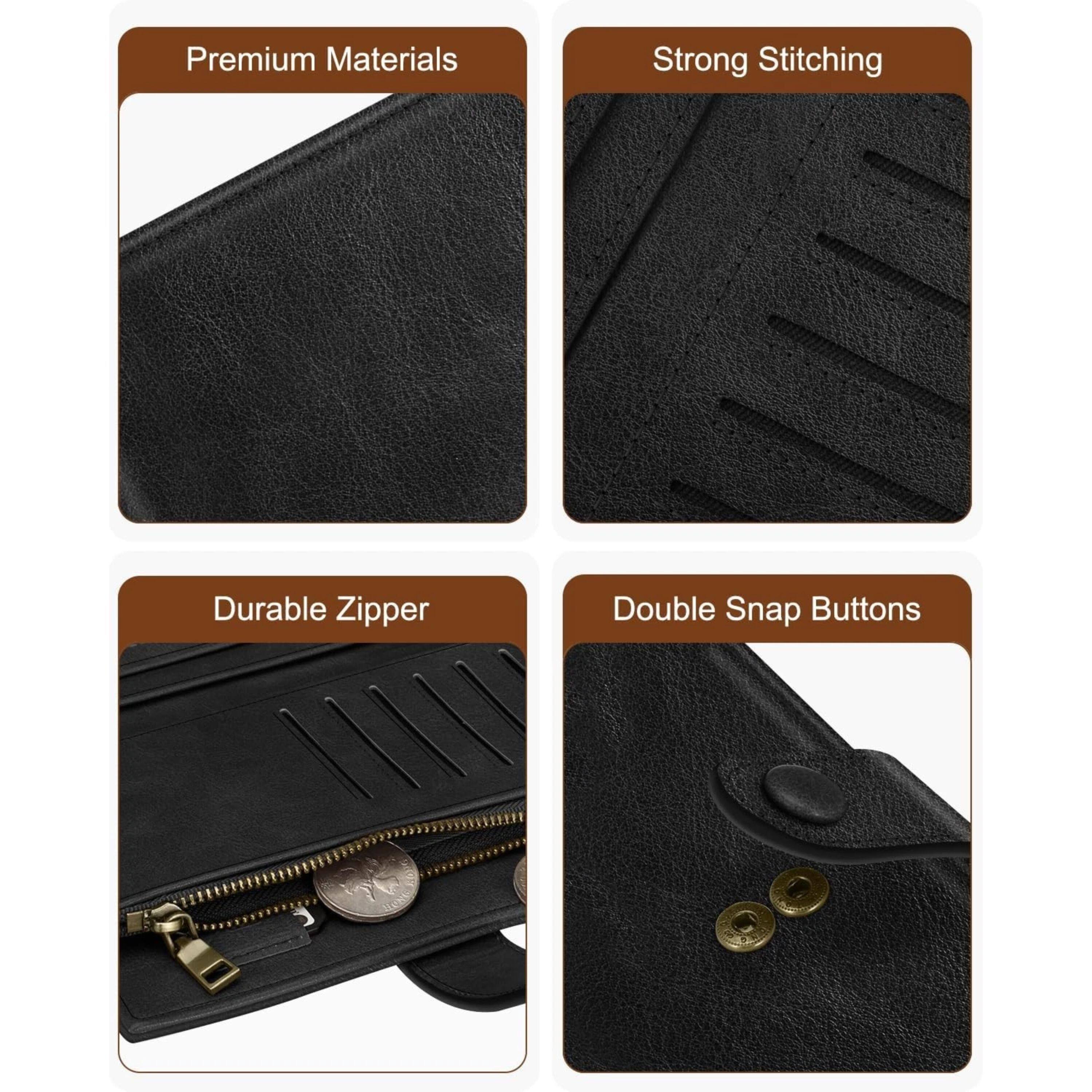 Premium Materials  
Strong Stitching  
Durable Zipper  
Double Snap Buttons