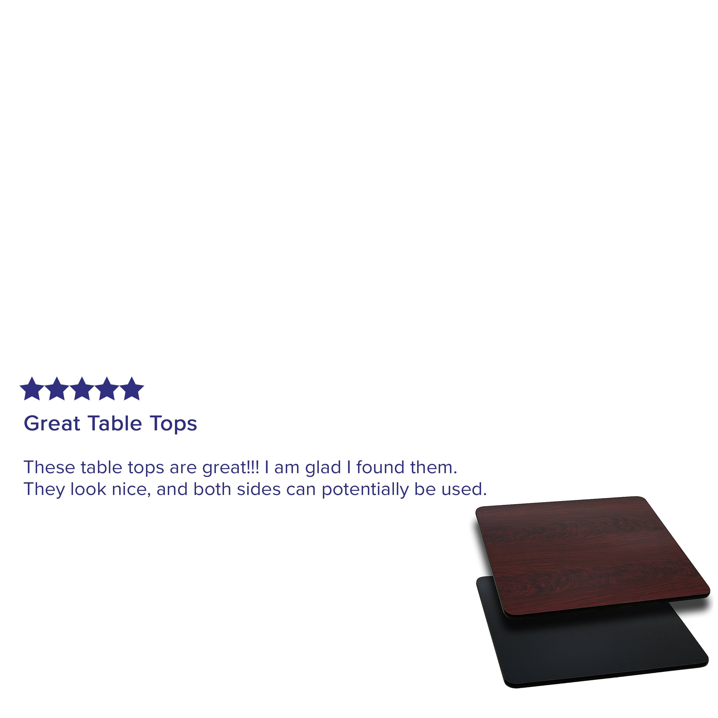 Great Table Tops

These table tops are great!!! I am glad I found them. They look nice, and both sides can potentially be used.