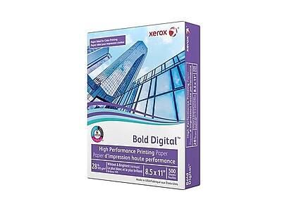 Xerox Bold Digital  
High Performance Printing Paper  
Papier d'impression haute performance  

8.5 x 11  
500 sheets  

28% recycled fiber