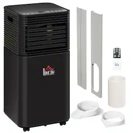 Homcom - 8000 BTU Portable Air Conditioner for Rooms up to 344 Sq.Ft., 3-in-1 Mobile AC Unit with Dehumidifier, Cooling Fan - Black