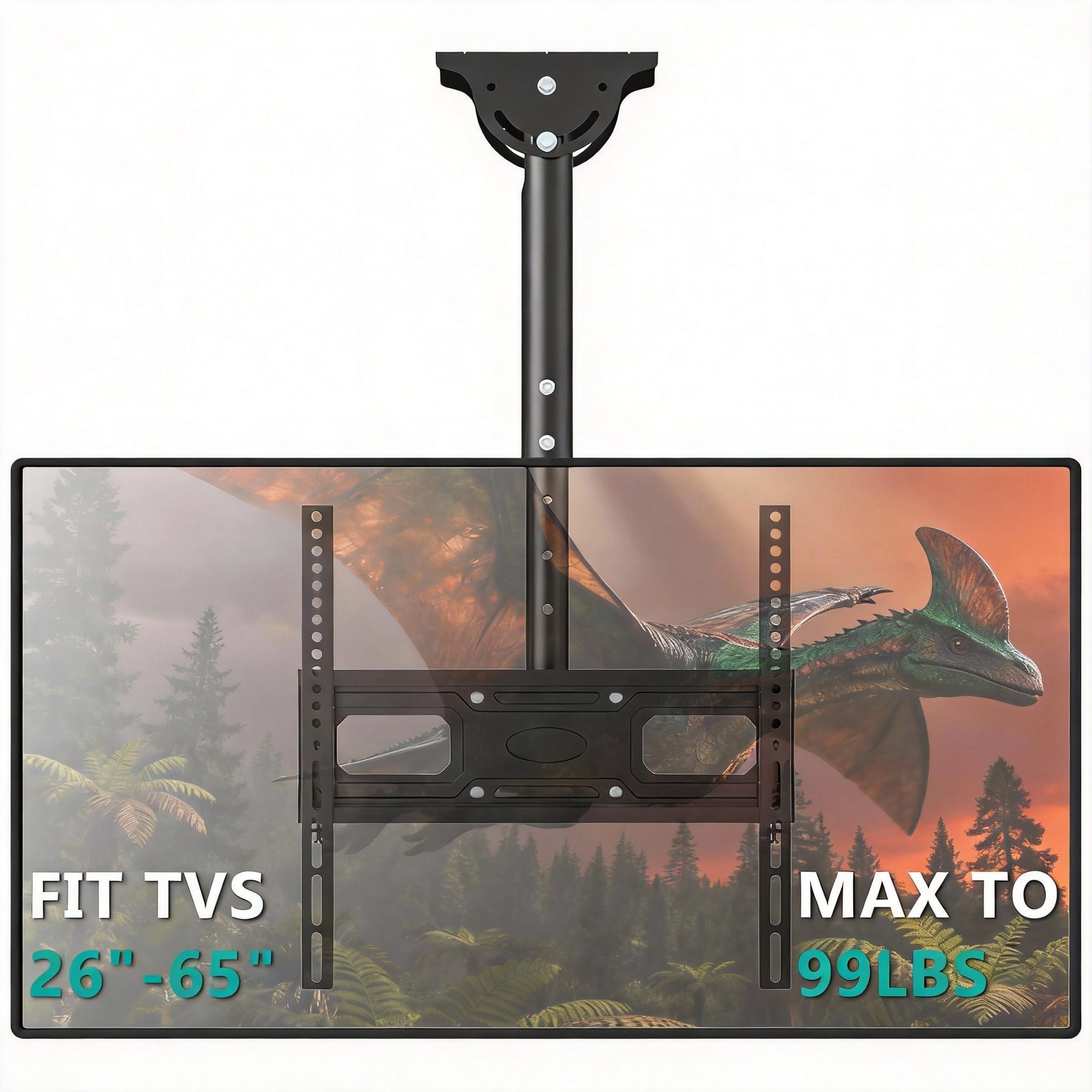 OMOMMD- Ceiling TV Mount 26-65" 99lb Tilt 25° Swivel 360° Height 20-26"- 400x400mm 2 feet