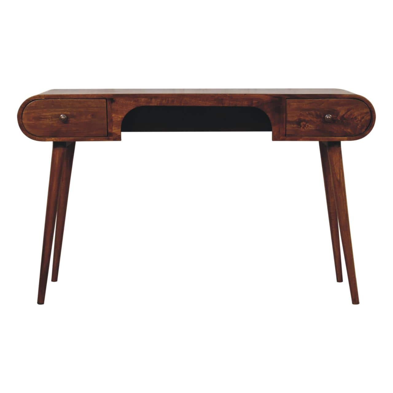 Artisan Furniture - Solid Wood Chestnut London Arch Writing Desk, 2 Drawers - Dark Brown