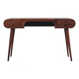 Artisan Furniture - Solid Wood Chestnut London Arch Writing Desk, 2 Drawers - Dark Brown