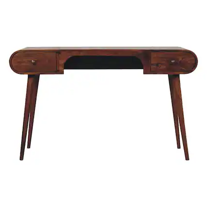 Front. Artisan Furniture - Artisan Furniture Solid Wood Chestnut London Arch Writing Desk, 2 Drawers, Dark Brown - Dark Brown.