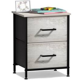 Sorbus - Nightstand with 2 Drawers - Steel Frame, Wood Top &Fabric Bins -Home, Bedroom, Office &College Dorm, Kids Bedside - Rustic beige