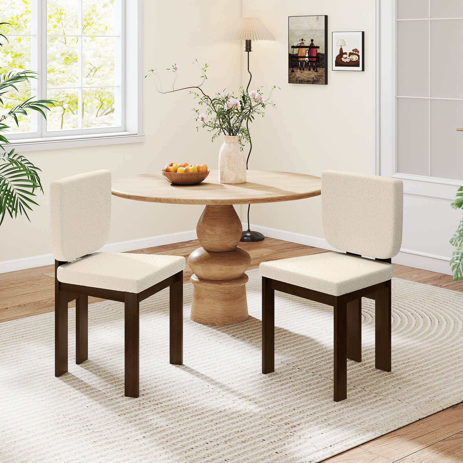 Alt View 1. Costway - Costway Wooden Dining Chair Set of 2 with Rubber Wood Leg Padded Wide Seat & Back for Home - Brown.