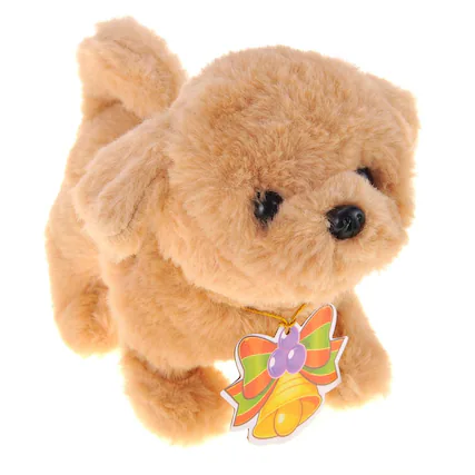 Front. JuzToys - Walking Dog Golden Retriever Interactive Electronic Pet Plush Toy Puppy Barking and Moving - Brown.