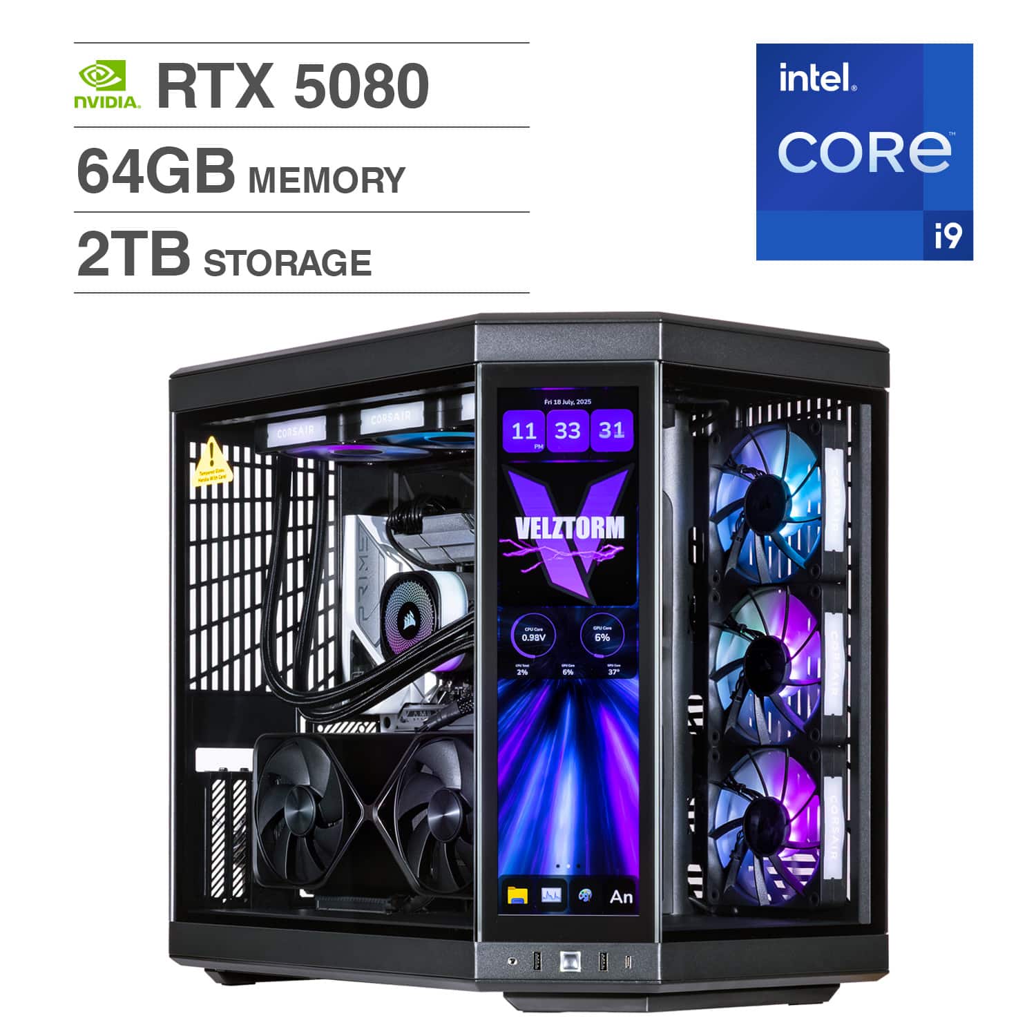 Velztorm LCD Praetix Gaming Desktop (i9 14900K, 64GB, 2TB SSD, RTX