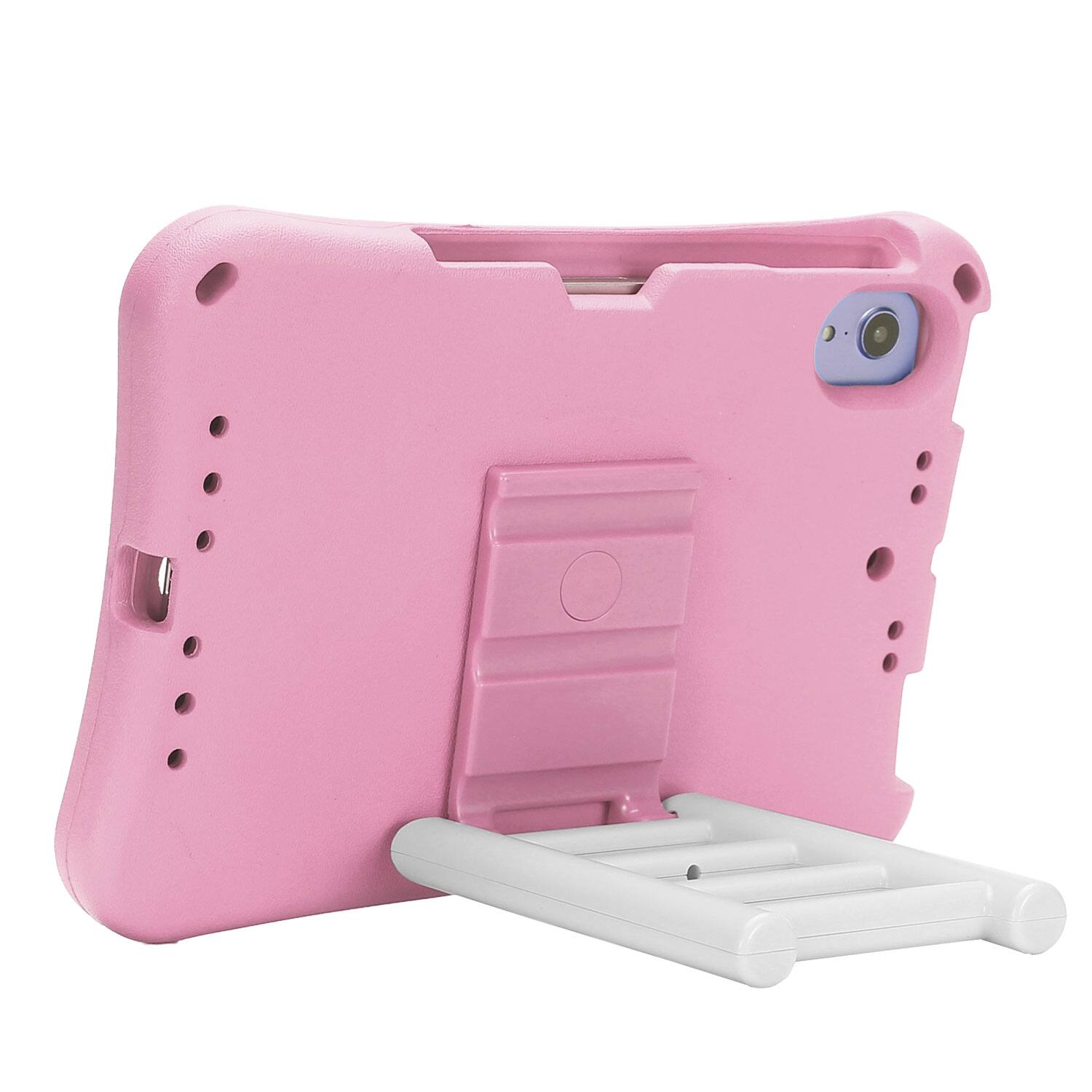 Left. Dteck - for Apple iPad mini (A17 Pro) 2024/iPad mini 6th Gen 8.3-inch 2021 Rugged Case,Shockproof TPU Cover with Rotating Stand - Pink.