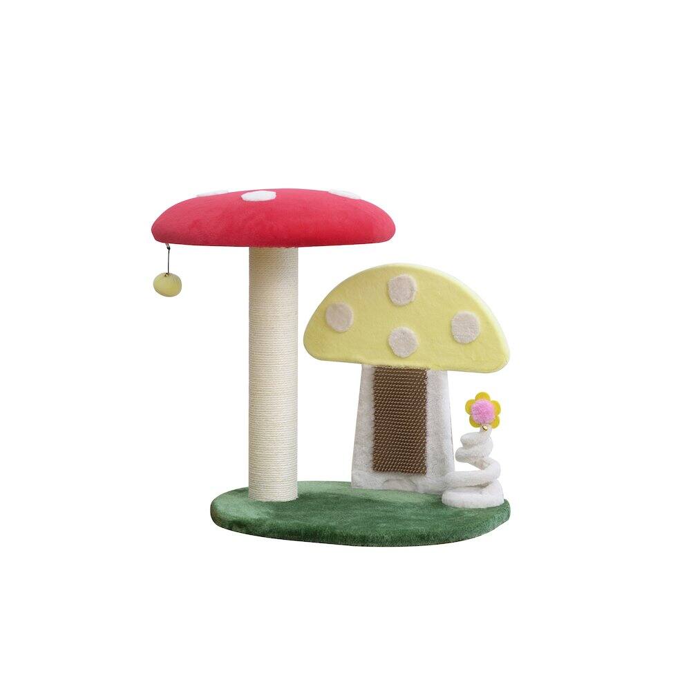 Angle. PetPals - Apartment-Sized Magical Mushroom Cat Perch - 20"H, 2 Level, Medium, Moultrie - Green.