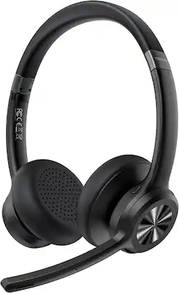 TECKNET - Wireless Bluetooth Headset, Noise Cancelling Mic, V5.2, 50H, Mute, On-Ear for Trucker/Remote Work/Call Center