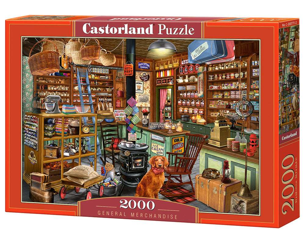 Castorland Puzzle, 2000, General Merchandise, Castorland, No. C-200771-2, FARCUTTING SHAVING, SIT'S REST, GRO, DN SALE ON ALL LUGGEDE, ICE CREAM, ICE DRINKS, SODA HERE, CLOSED, 2000