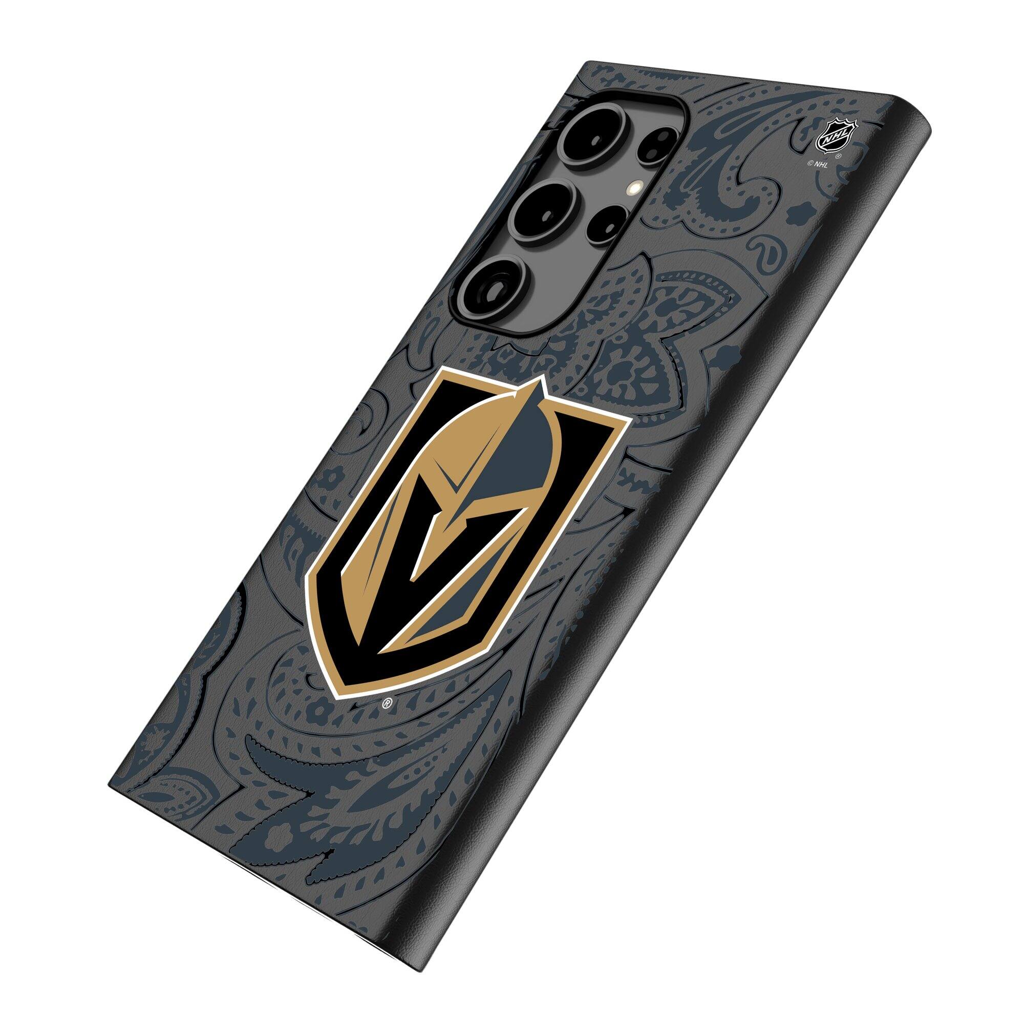 Alt View 1. Keyscaper - Vegas Golden Knights Paisley Galaxy Magnetic Bump Case - S24 - Black.