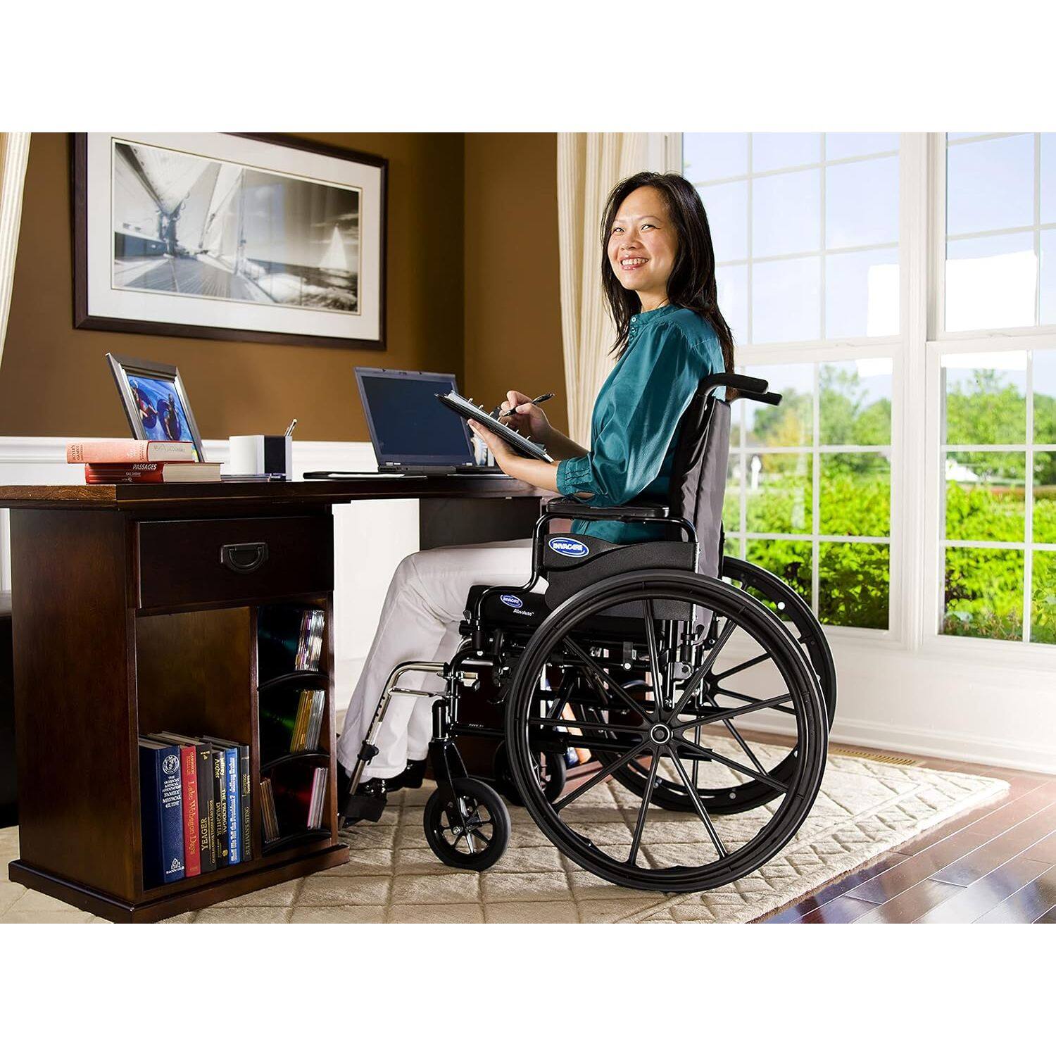 Alt View 3. Invacare - XT Lightweight Wheelchair, Full Length Arms, 18" Seat, Black Satin - Black.