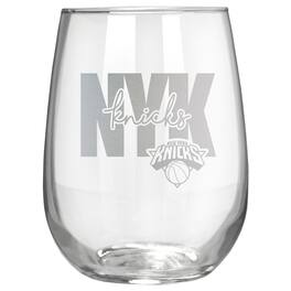 Great American Products - New York Knicks Etched 17oz. City Stemless Wine Glass - Multicolor