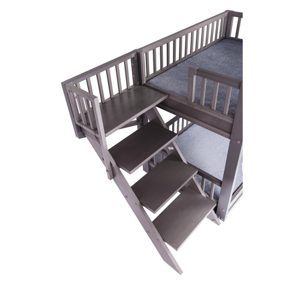 Back. New Age Pet - ECOFLEX Dog Bunk Bed with Removable Cushions - Grey - Grey.