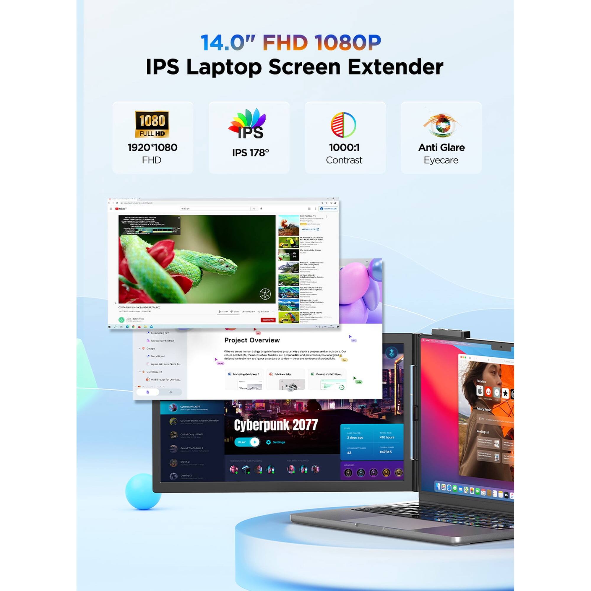 14.0" FHD 1080P IPS Laptop Screen Extender 1080 FULL HD 1920x1080 FHD IPS 178° 1000:1 Contrast Anti Glare Eyecare

Project Overview

Cyberpunk 2077