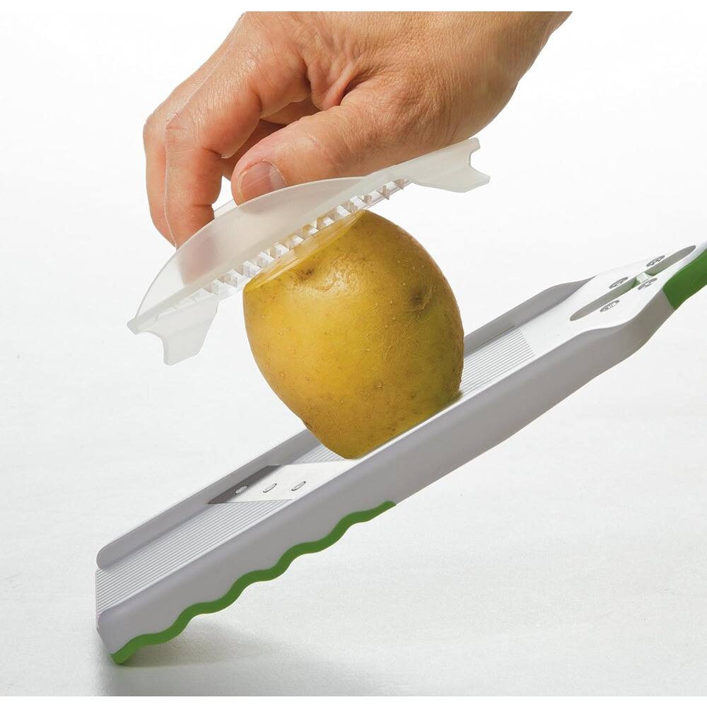 Back. PARKER SLATER - Adjustable Mandoline Slicer, Green – For Vegetables, Fruits, and More - Green.