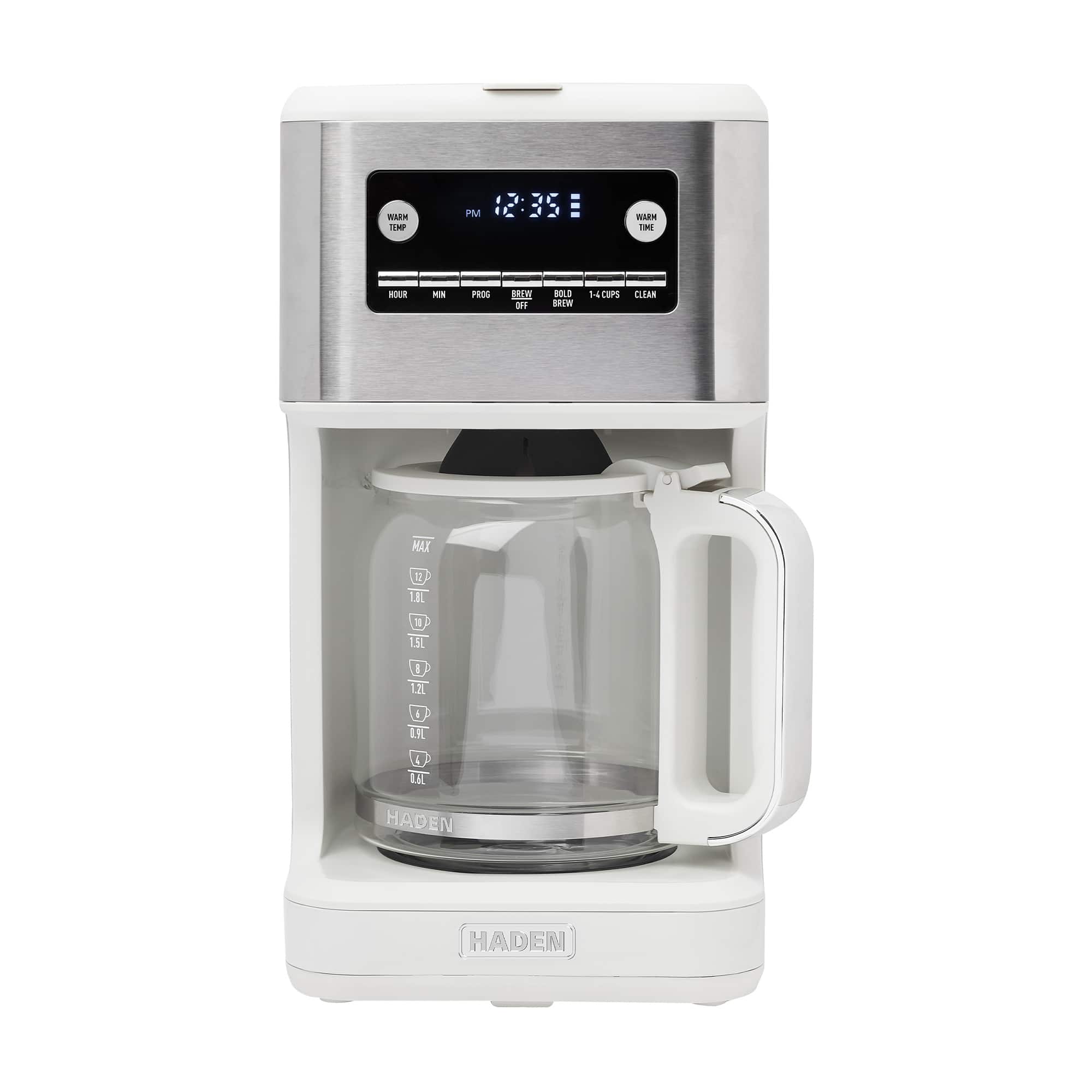Haden - Generous Brew 14 Cup Programmable Digital Coffee Maker Pot, Ivory/Chrome - Ivory / Chrome