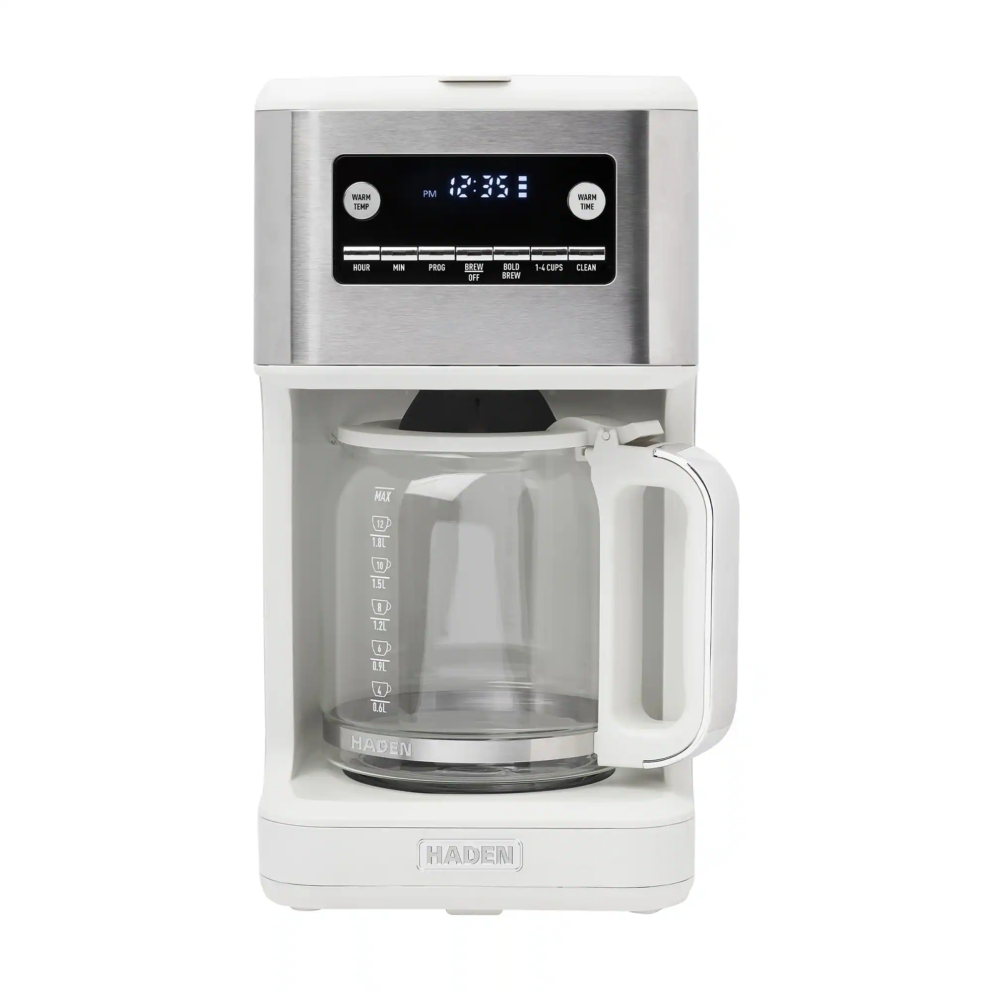 Haden - Generous Brew 14 Cup Programmable Digital Coffee Maker Pot, Ivory/Chrome - Ivory / Chrome