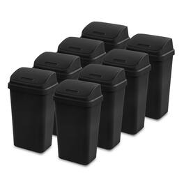 Sterilite - 13 Gal Kitchen Swing Top Lidded Wastebasket Trash Can, (8 Pack) - Black