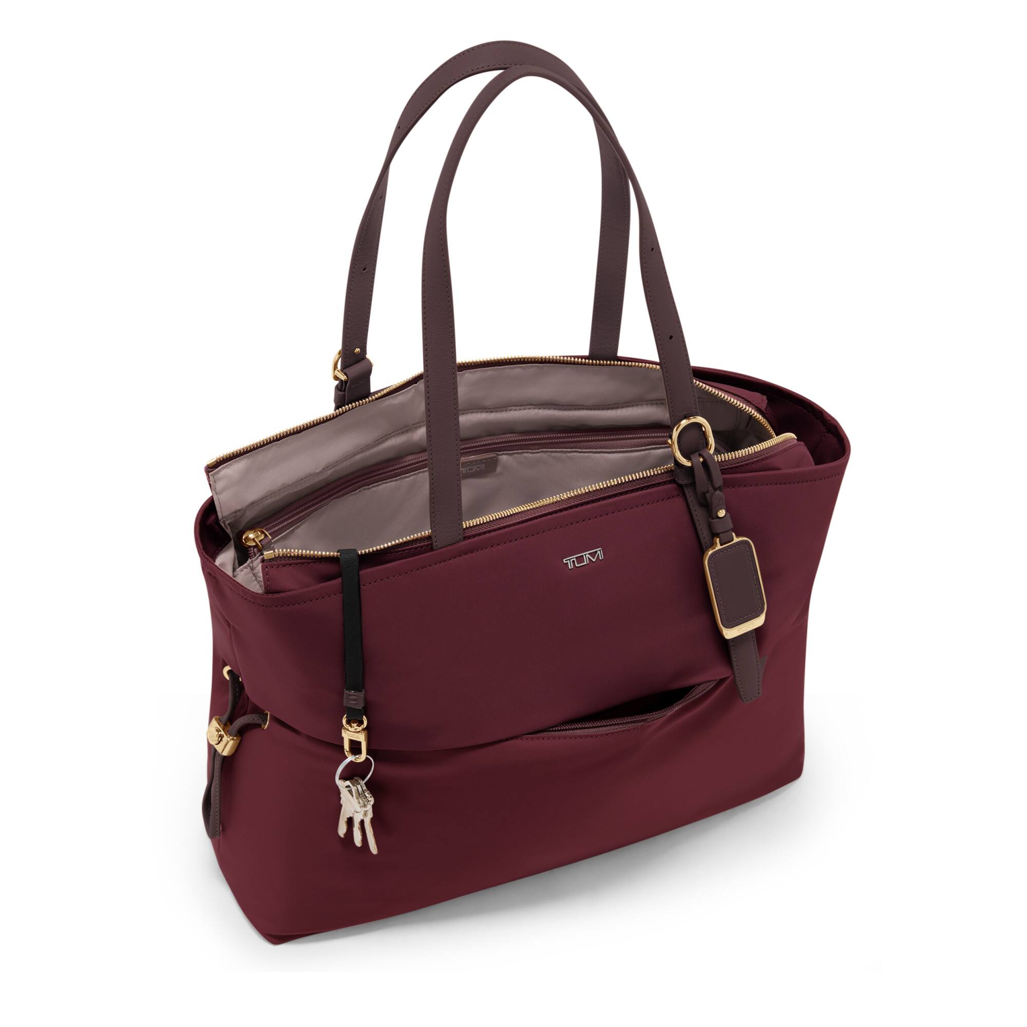 Angle. TUMI - Voyageur Cam Large Tote Bag - Wine.