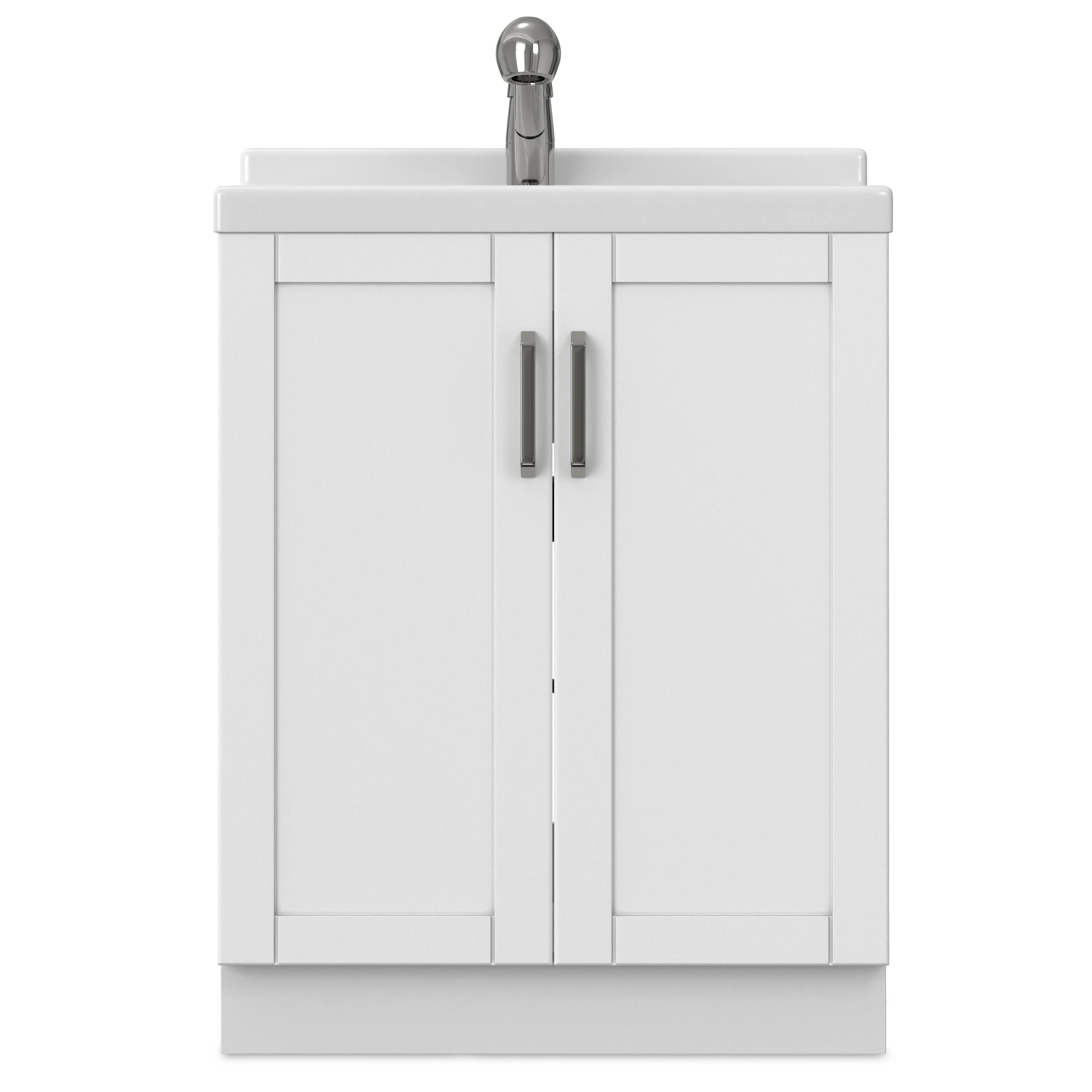 Left. Simpli Home - Kyle All-In-One 28-inch Laundry Utility Sink and Cabinet and ABS Sink - Pure White.