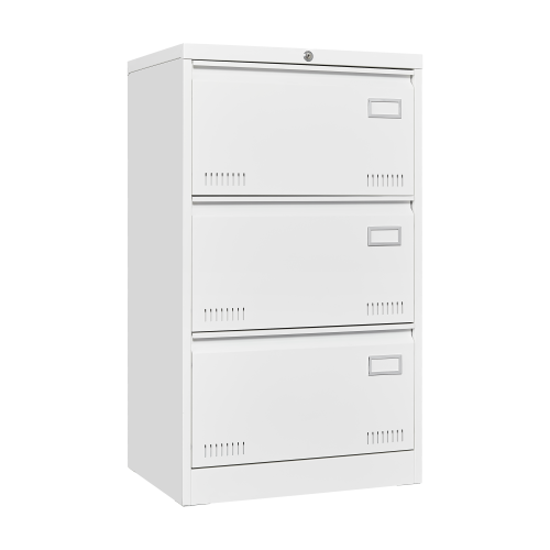 Alt View 4. GOODSILO - ​​Lateral File Cabinet 3-Drawer, Locking Metal Storage for Office, Legal/Letter/A4/F4 Files​ - White.