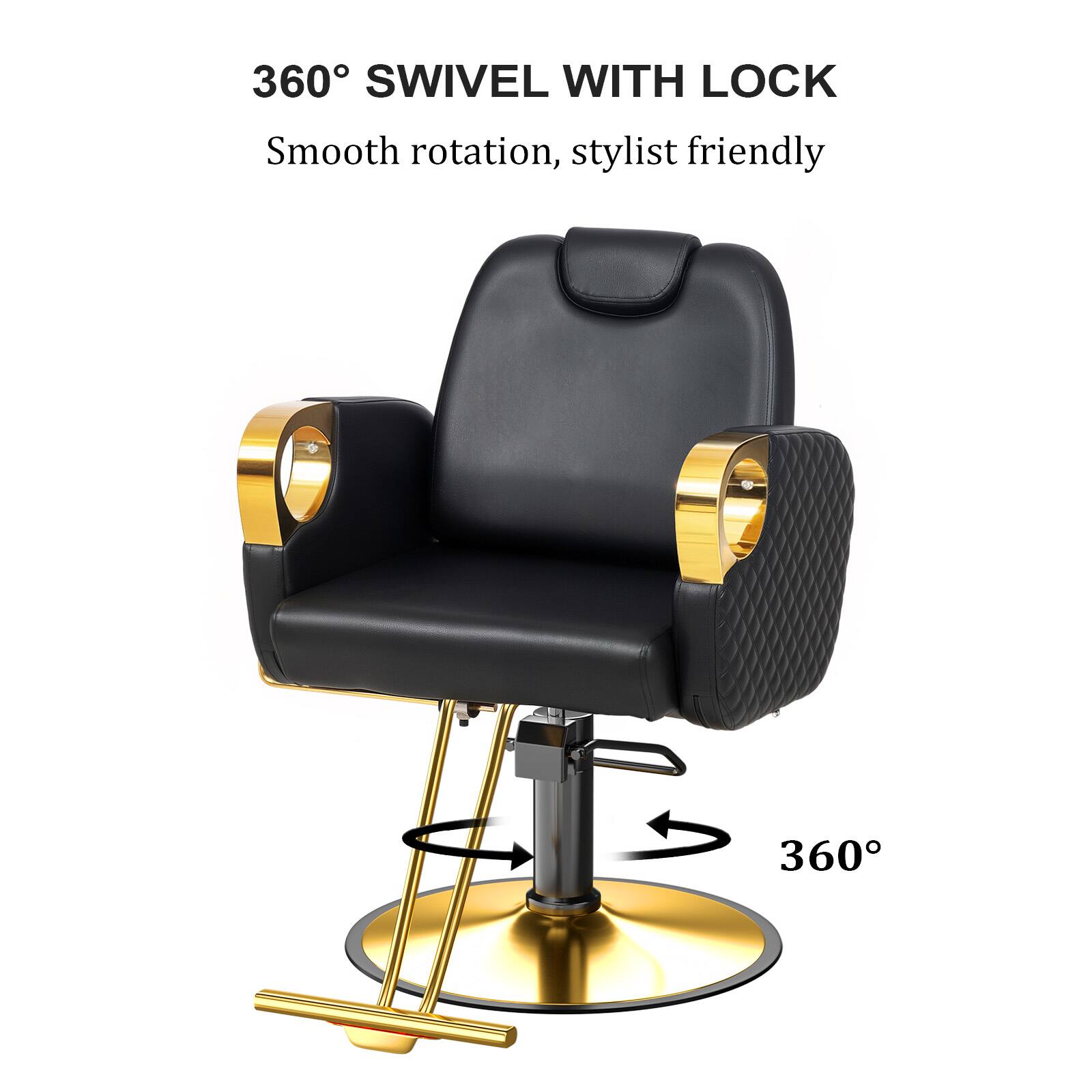 360° SWIVEL WITH LOCK  
Smooth rotation, stylist friendly