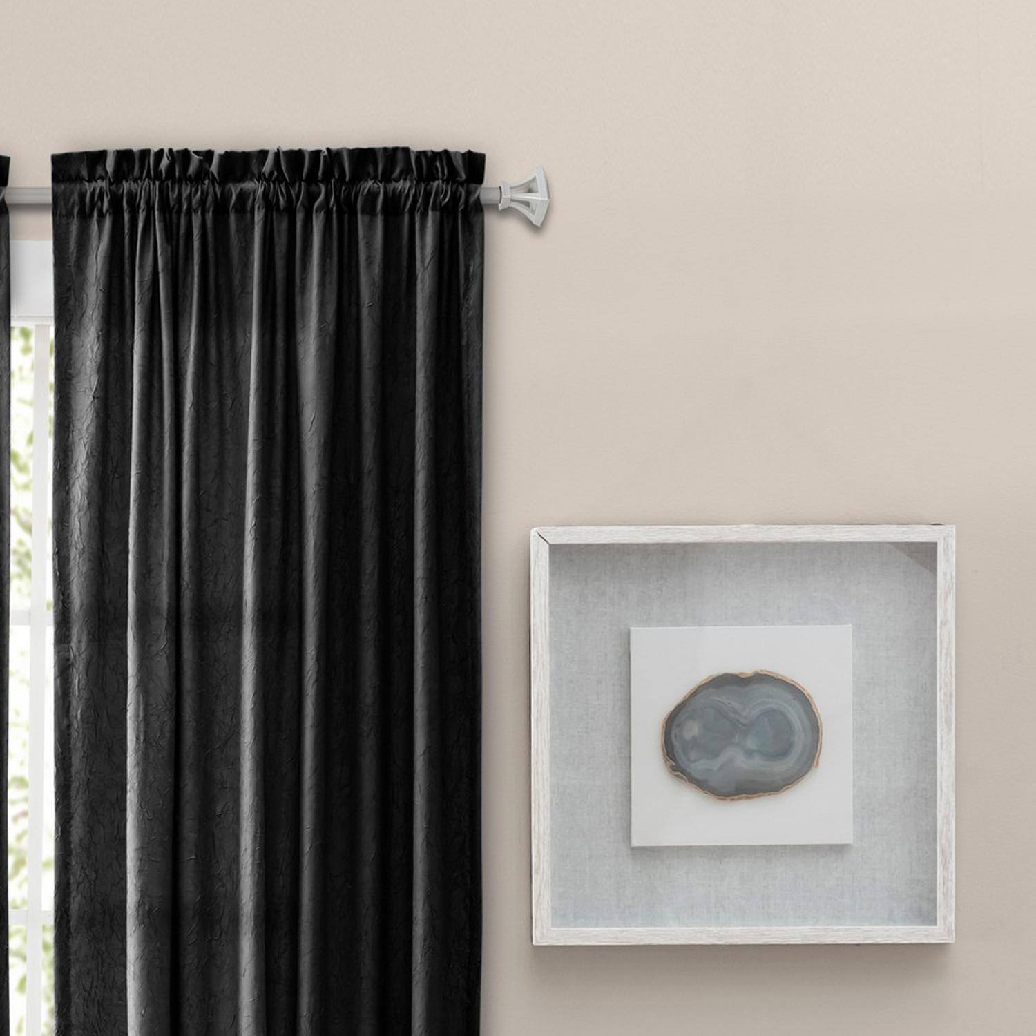 Angle. Ellis Curtain - Ellis Curtain Portland Crushed Taffeta Rod Pocket Tailored Panel - 48x63" Black - Black.