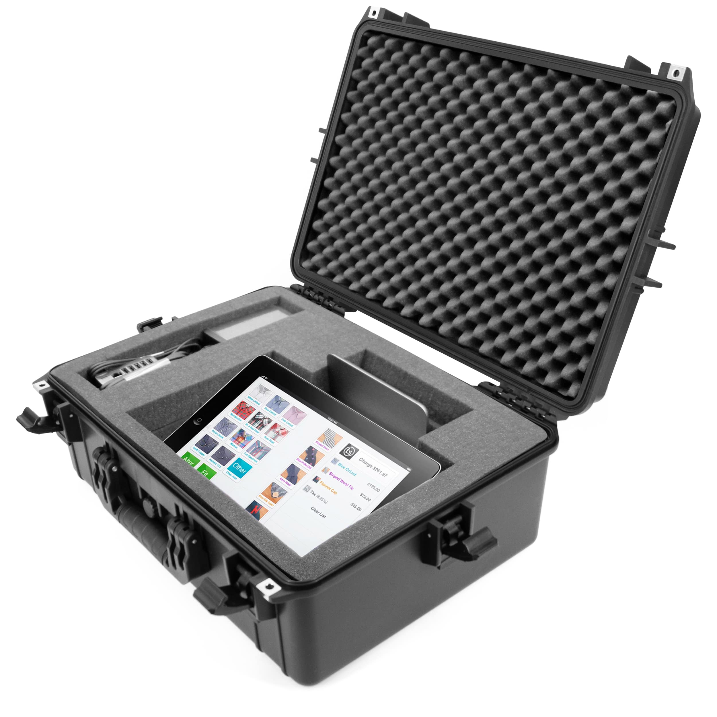Waterproof Travel Case for Square Register Point of Sale System with Impact-Resistant Foam and POS Accessories Storage