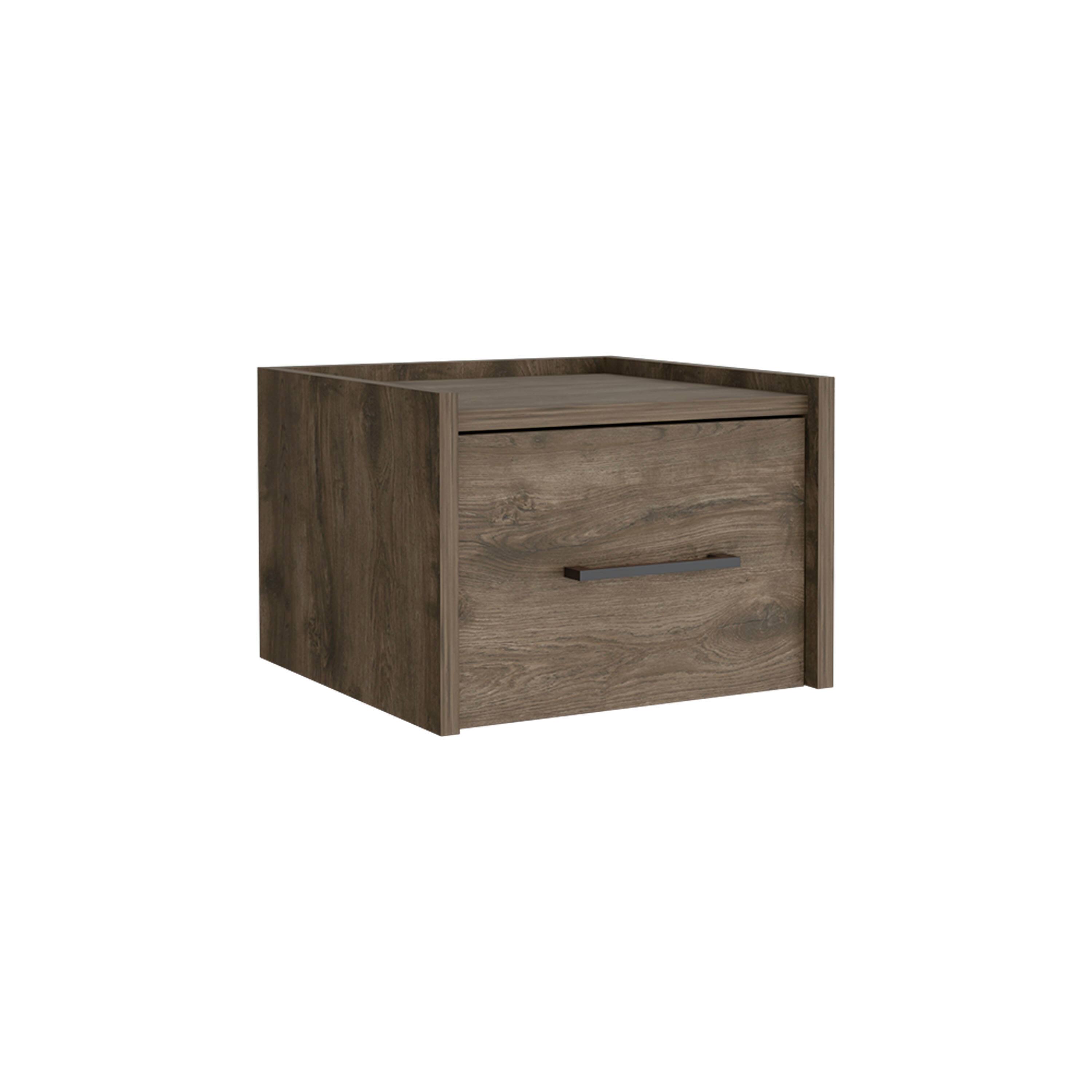 Angle. Tiramisubest - Floating Nightstand, Space-Saving Design with Handy Drawer and Surface, Dark Brown - Dark Brown.
