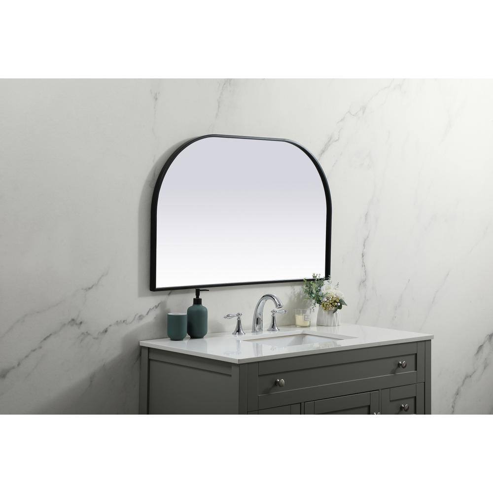Alt View 2. Elegant Decor - Metal Frame Arch Mirror 39x24 Inch in Black - Black.