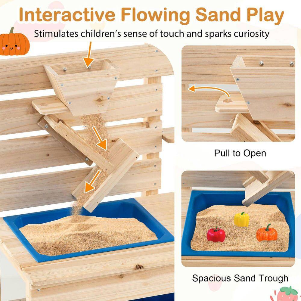 Interactive Flowing Sand Play  
Stimulates children's sense of touch and sparks curiosity  

Pull to Open  

Spacious Sand Trough
