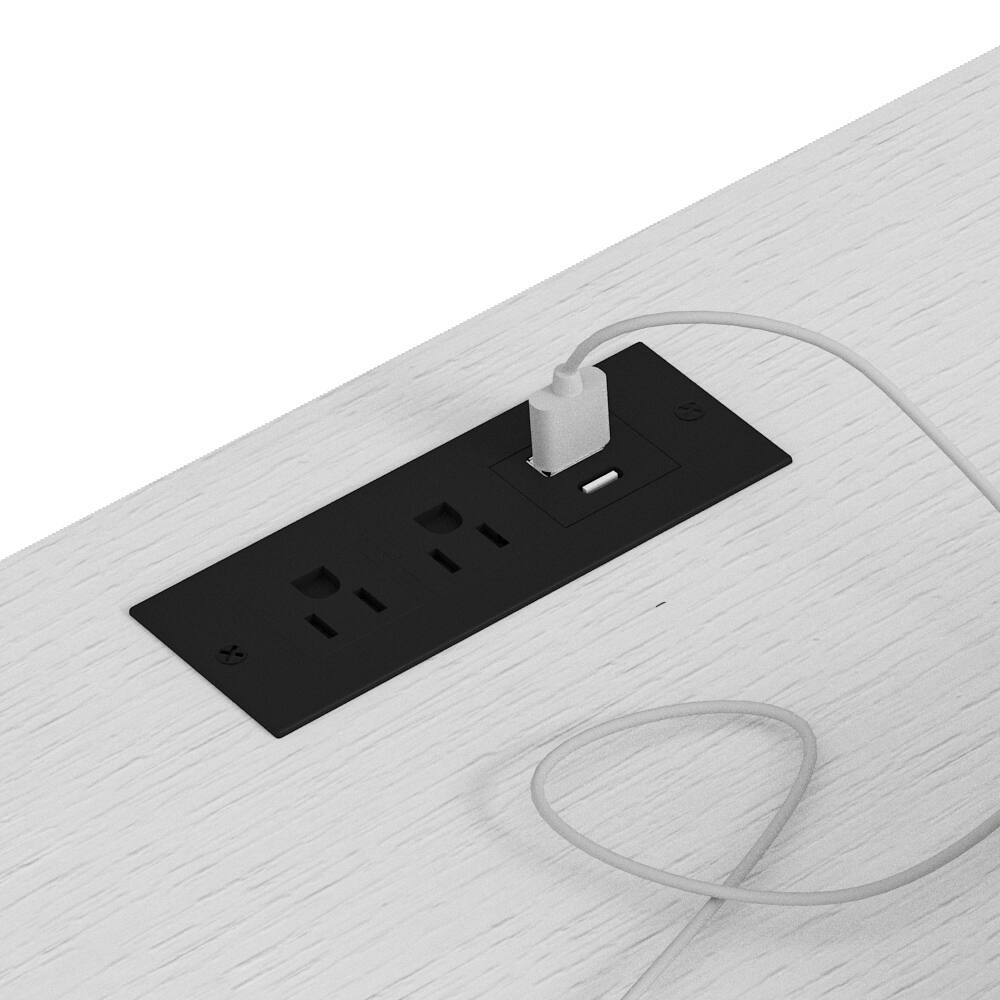 Back. Spaco - Nightstand with Charging Station,2 USB,Type C,Drawer,Adjustable Shelf - White.