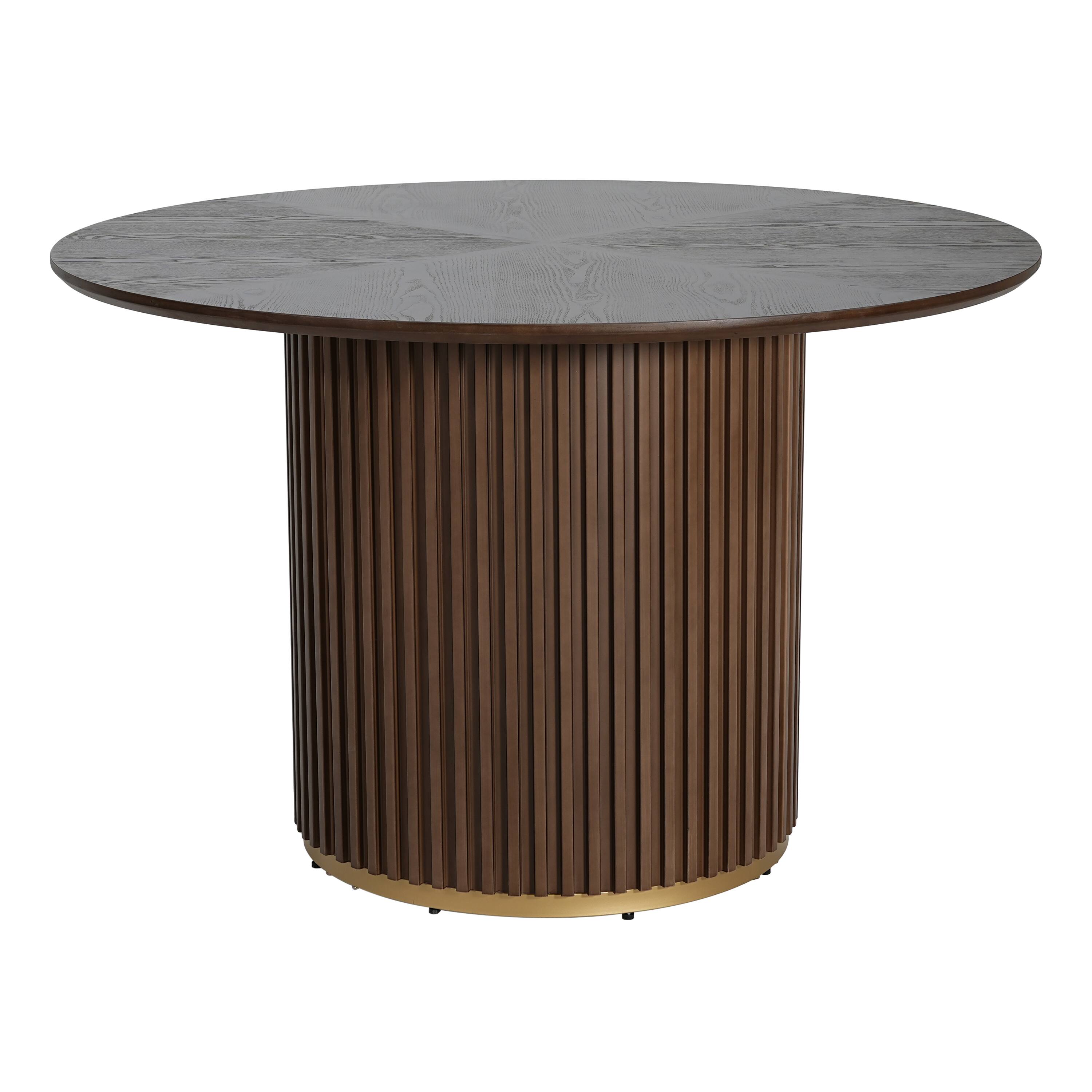 Left. Loheer - Loheer 47 inch round dining table, walnut pedestal base for four - Walnut.