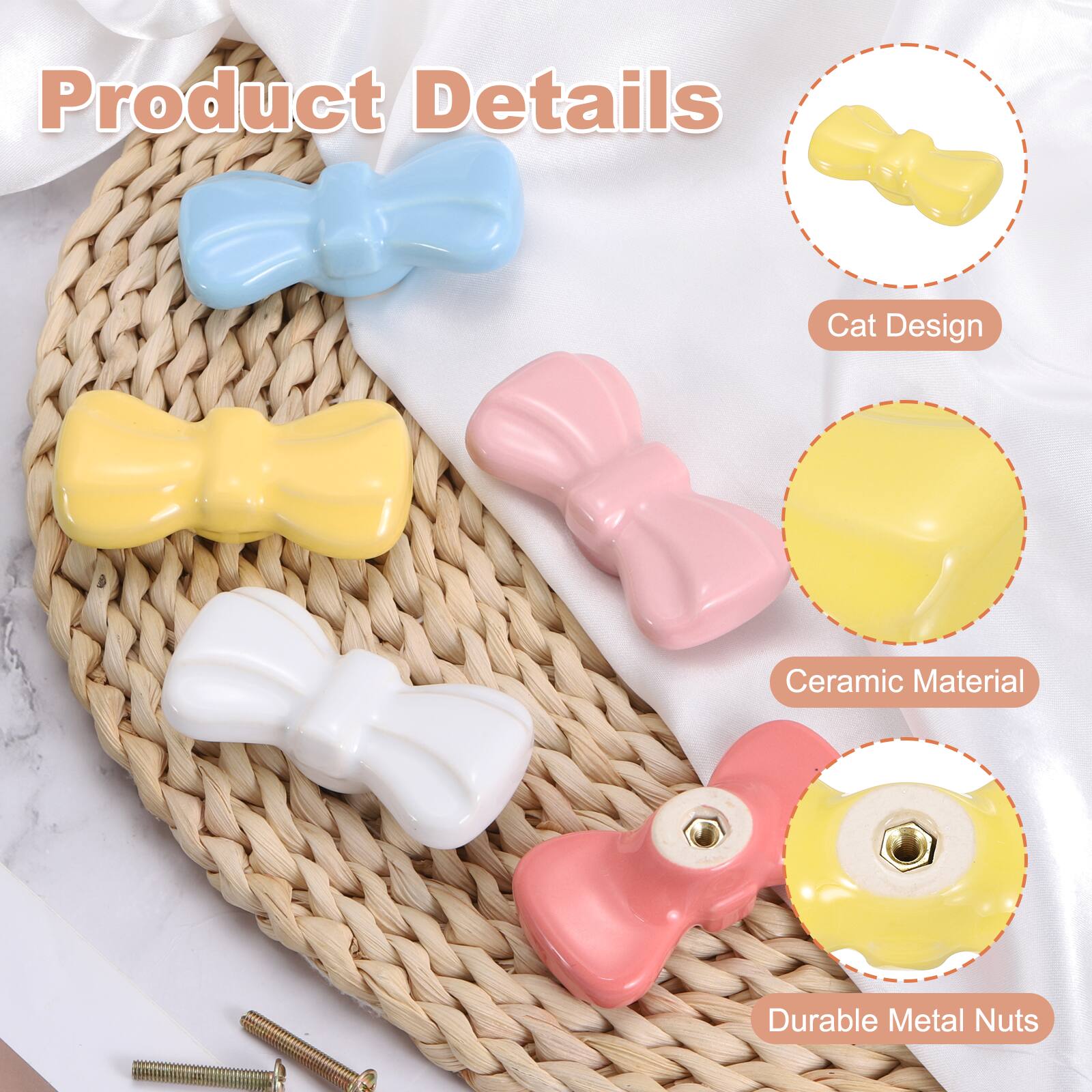 Product Details

- Cat Design
- Ceramic Material
- Durable Metal Nuts