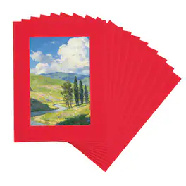 Unique Bargains - 10pcs Picture Frame Mats, 7x6 Inch Angled Cut Board for Photos Prints Watercolor Artwork Backing - Red