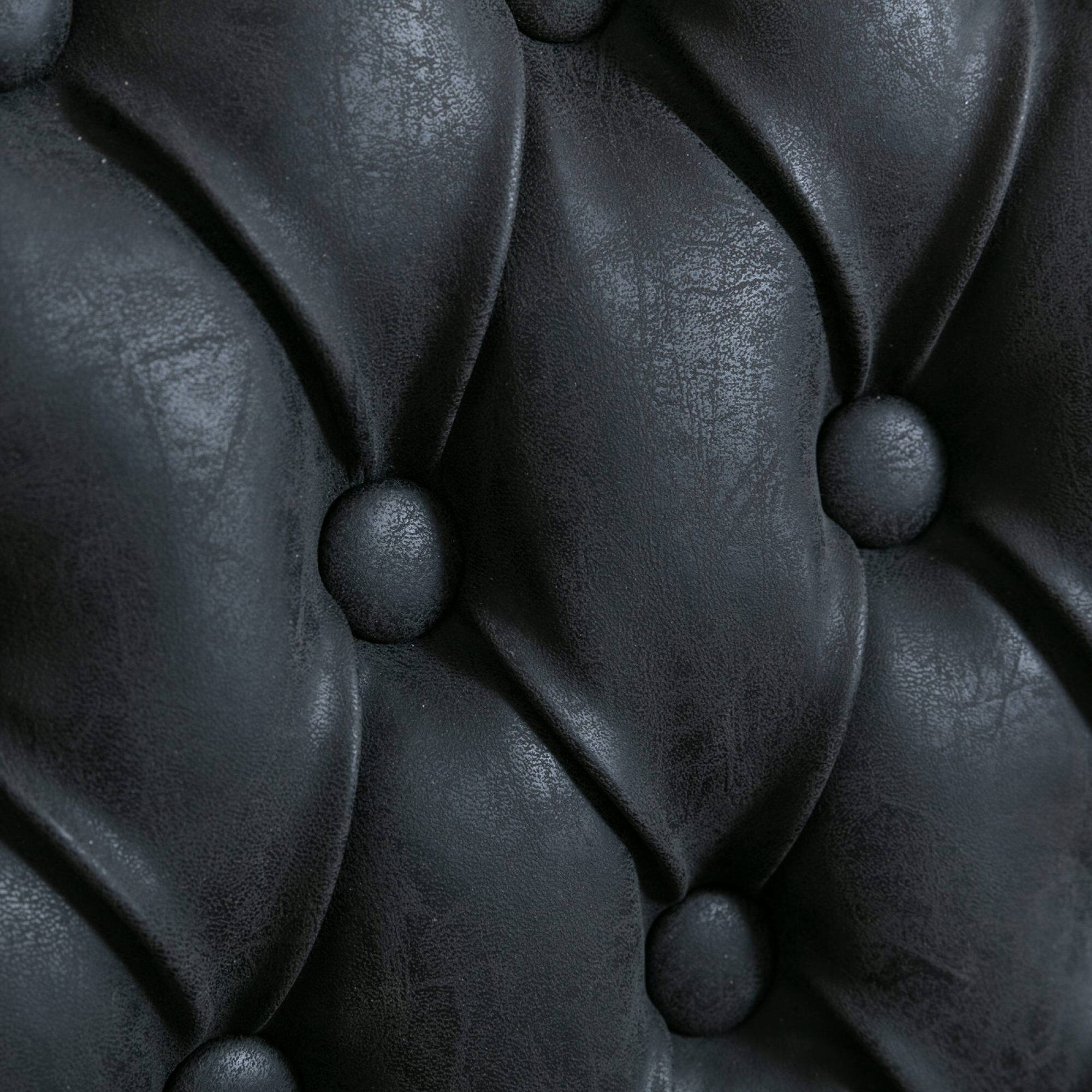 Alt View 5. GOODSILO - French Style Solid Wood Frame Antique Dining Chairs with Hand-Pulled Buckle Decoration and Nailhead Trim, Set of 2 - Black PU.