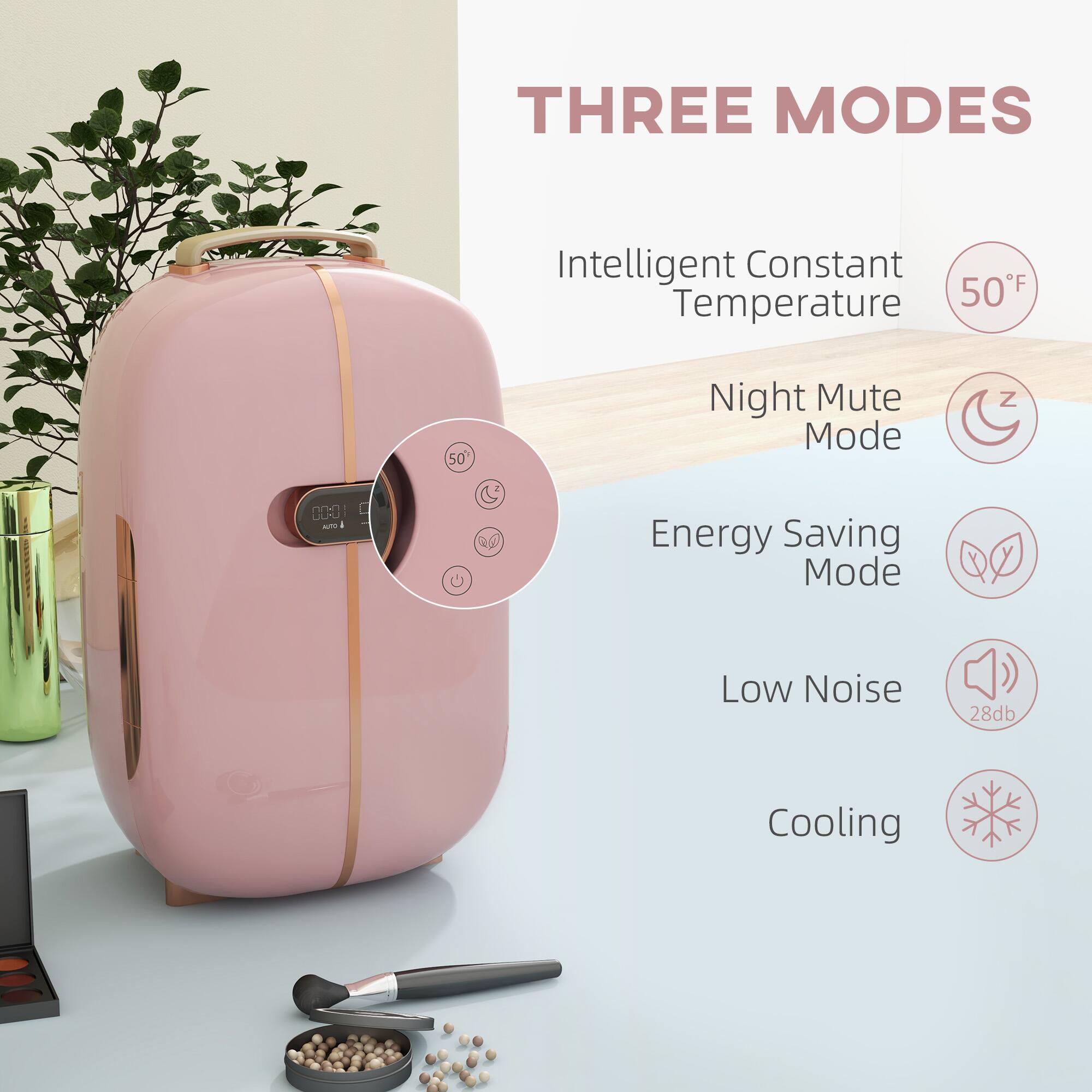 THREE MODES

- Intelligent Constant Temperature 50°F
- Night Mute Mode
- Energy Saving Mode
- Low Noise 28db
- Cooling