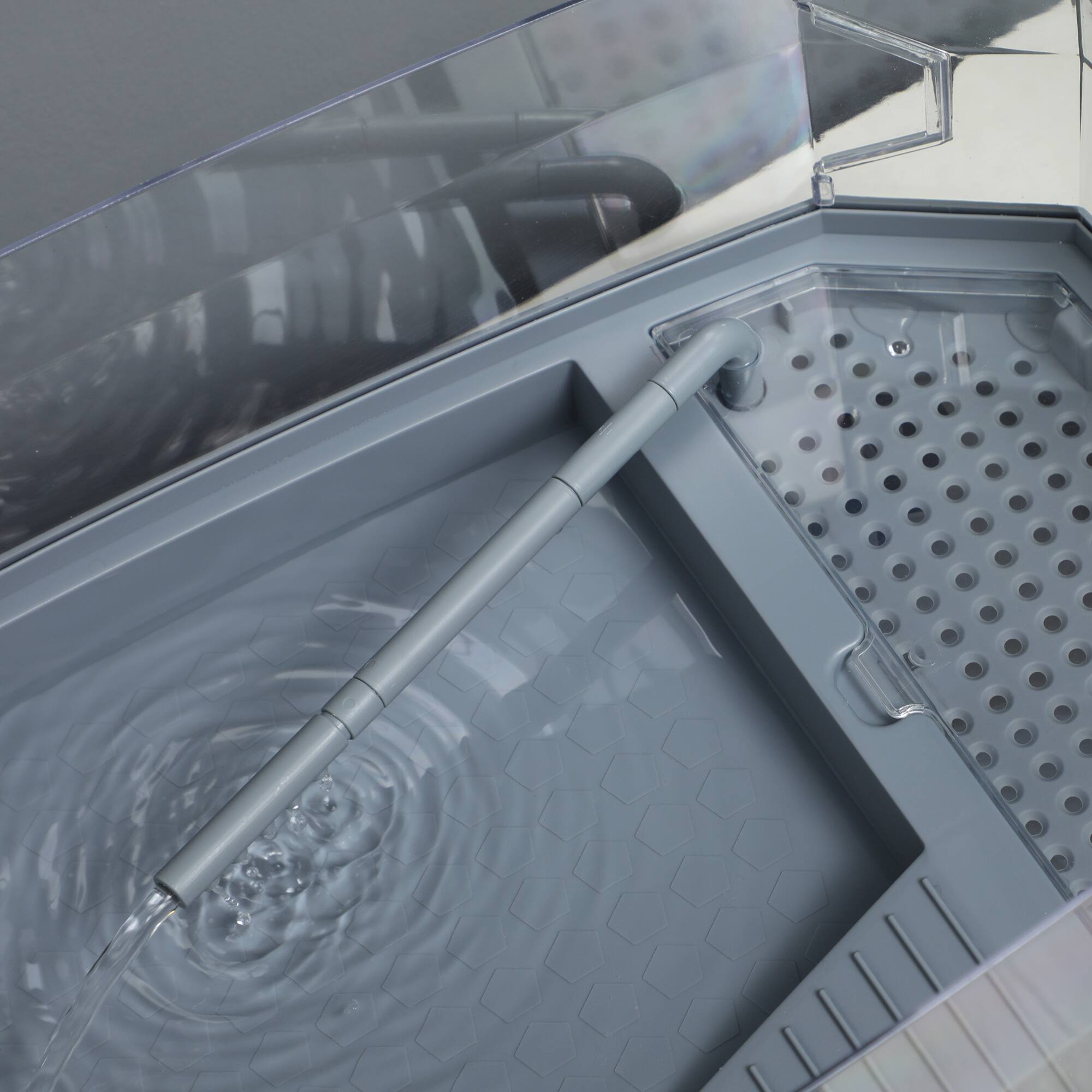 Alt View 4. Pawhut - Turtle Tank Kit, Basking Platform, Water Pump, Filter Layer, Full View, Easy to Clean/Change Water, Multi Functional.