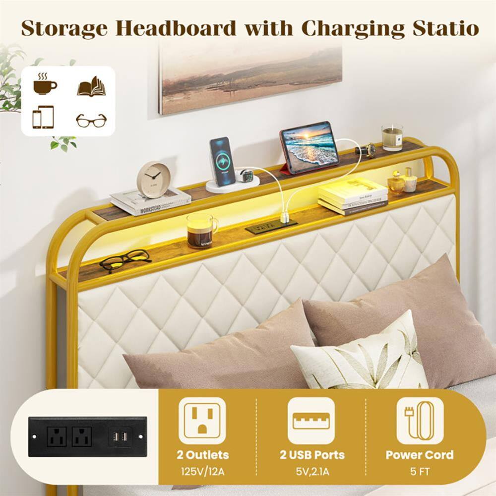 Storage Headboard with Charging Station

- 2 Outlets: 125V/12A
- 2 USB Ports: 5V, 2.1A
- Power Cord: 5 FT