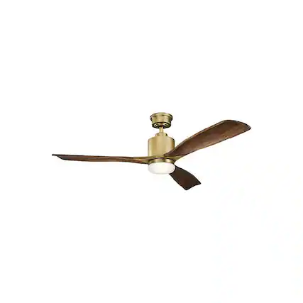 Front. Evolution Blazed - 3-BLADE CEILING FAN IN NATURAL BRASS - Natural Brass.