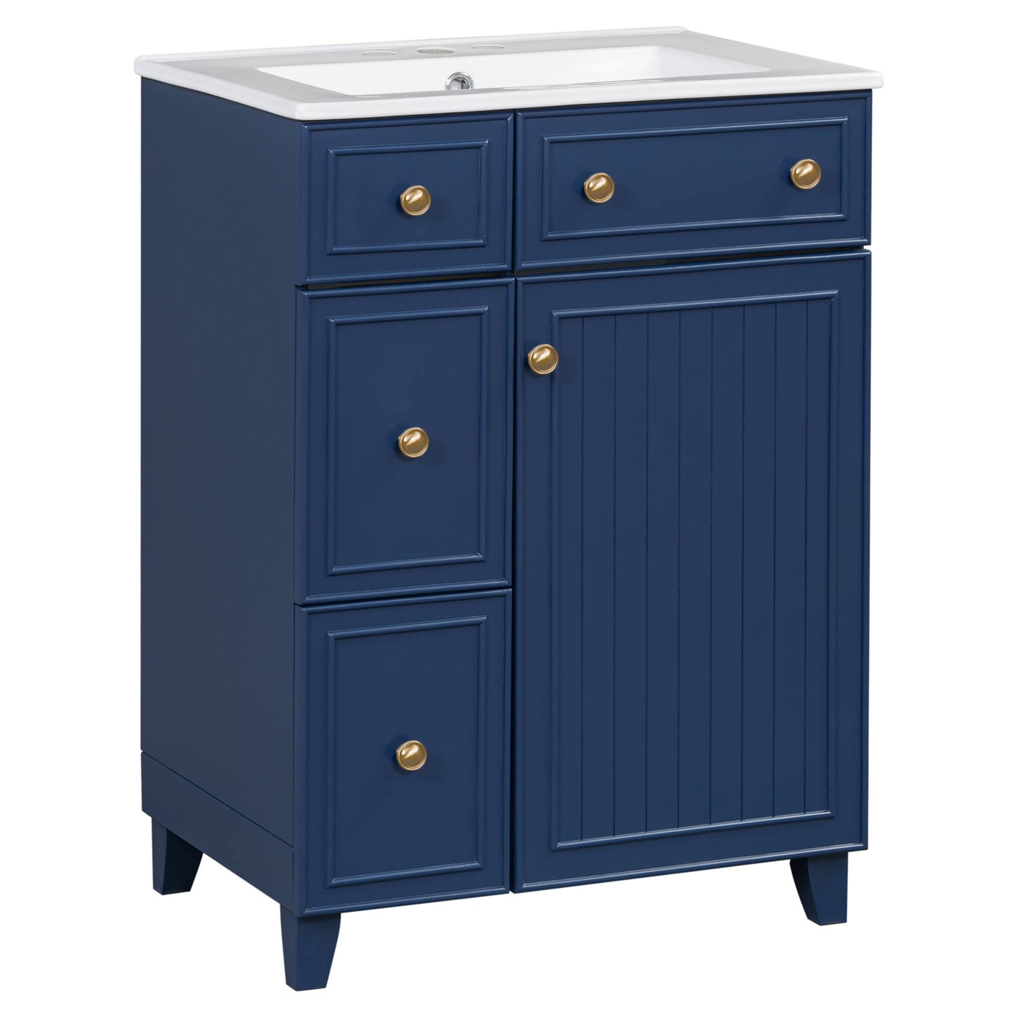 Alt View 9. ELEMENT ACE - Compact 24-Inch Bathroom Vanity Cabinet with Ceramic Sink and Ample Storage Space - Blue.
