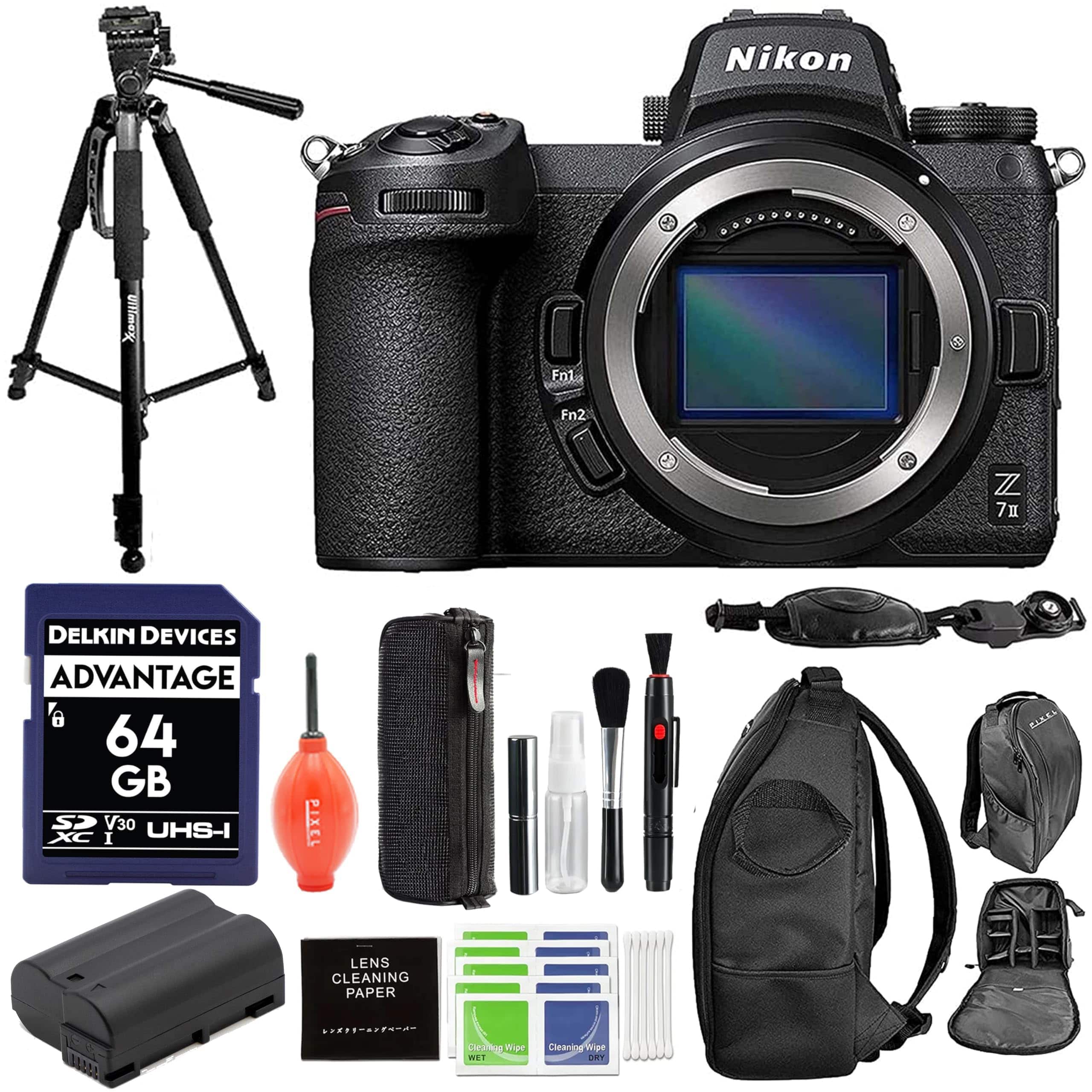 Nikon - Z 7II FX-Format Mirrorless Camera Body Bundle with Advanced Accessory and Travel Bundle | Z7 II - Black