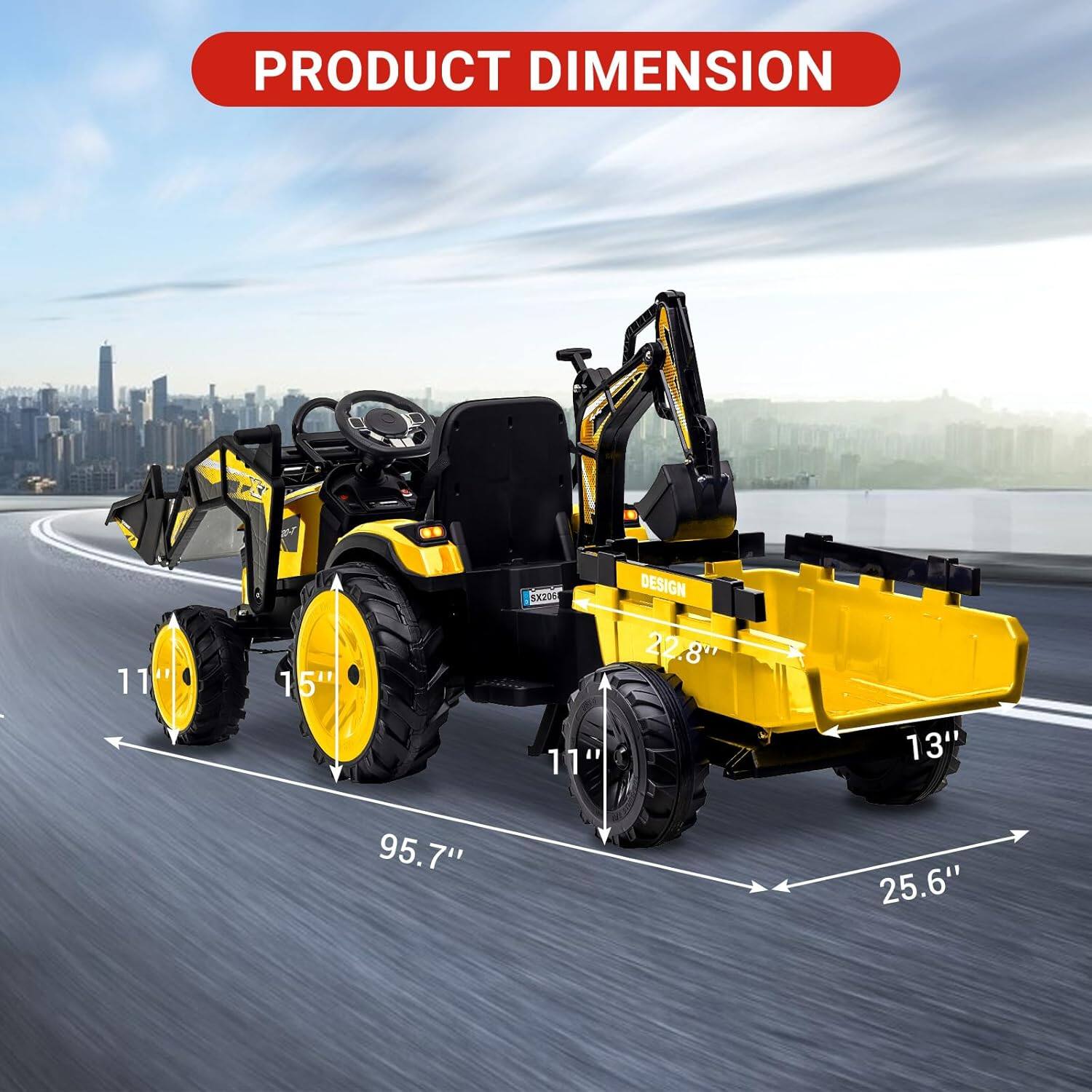 PRODUCT DIMENSION  
11" 15" 11" 13" 22.8" 25.6" 95.7"