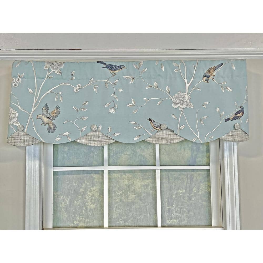 "RLF Home - Trend Bird Petticoat Valance 3""Rod Pocket, Contrast Bottom fabric. Hand Made Buttons 50"" x 15"" - Hazel blue" price history on PriceWatchPro