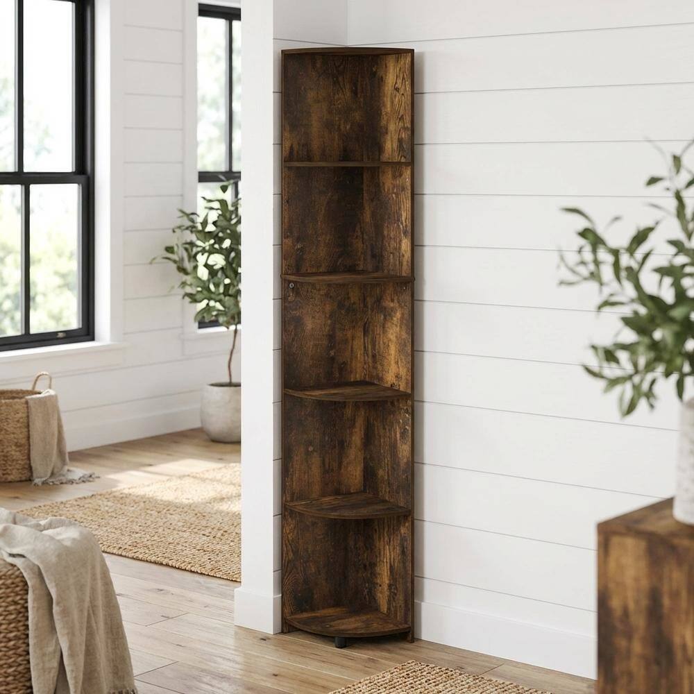 Angle. FurniFact - Engineered Wood bookcase with sleek design, durable construction - Amber Pine.
