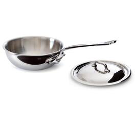 Mauviel - M'Cook 3.4 qt. Stainless Steel Curved Splayed Saute Pan with Lid - Silver